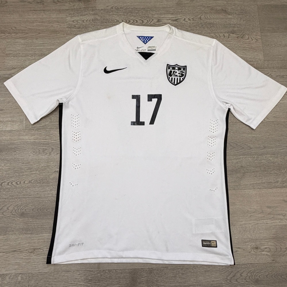 Nike USA Soccer Mendoza #17 Jersey Womens L White 2015 Dri-FIT USWNT